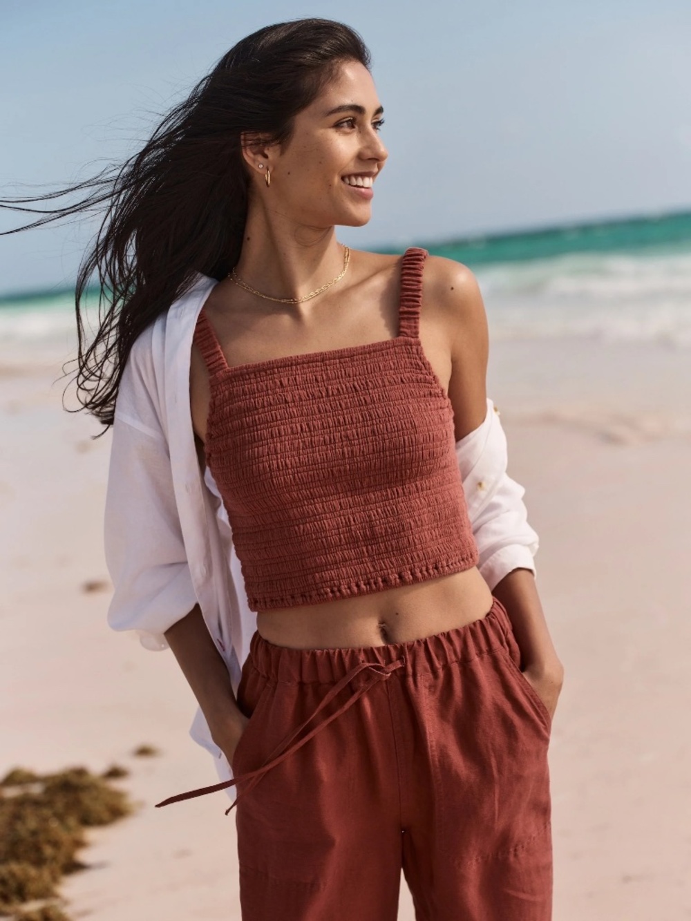 Marine Layer Lila Double Cloth Tank- Rust, Small